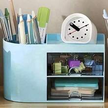 1pc Desktop Storage Box, Drawer-Style Stationery & Miscellaneous Storage Box, Desktop Pen Holder, Multi-Purpose Transparent Desktop Storage Cabinet For Office Desk Organization - Multicolor - View 9