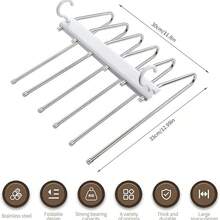 7-Tier Or 5-Tier Multi-Layer Pants Rack, Saves 80% Space, Multi-Functional Non-Slip Trapezoidal Design, Foldable Storage, Stainless Steel Material, Can Hang Scarves, Long Pants, Ties, Bed Sheets, Etc., Closet Storage Rack - Multicolor - View 8