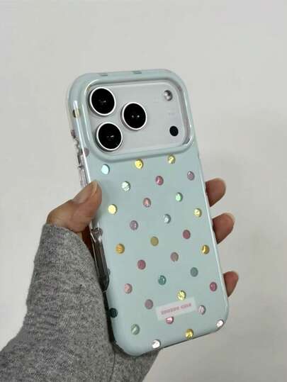 Miękkie, kremowo-niebieskie etui foliowe w kropki, odpowiednie do 'a 17 Pro Max, Apple 17 New 15 Pro, miękkiego 16 Pro Max, ochronnego etui anty-upadkowego na 14, kobiecego koreańskiego stylu
