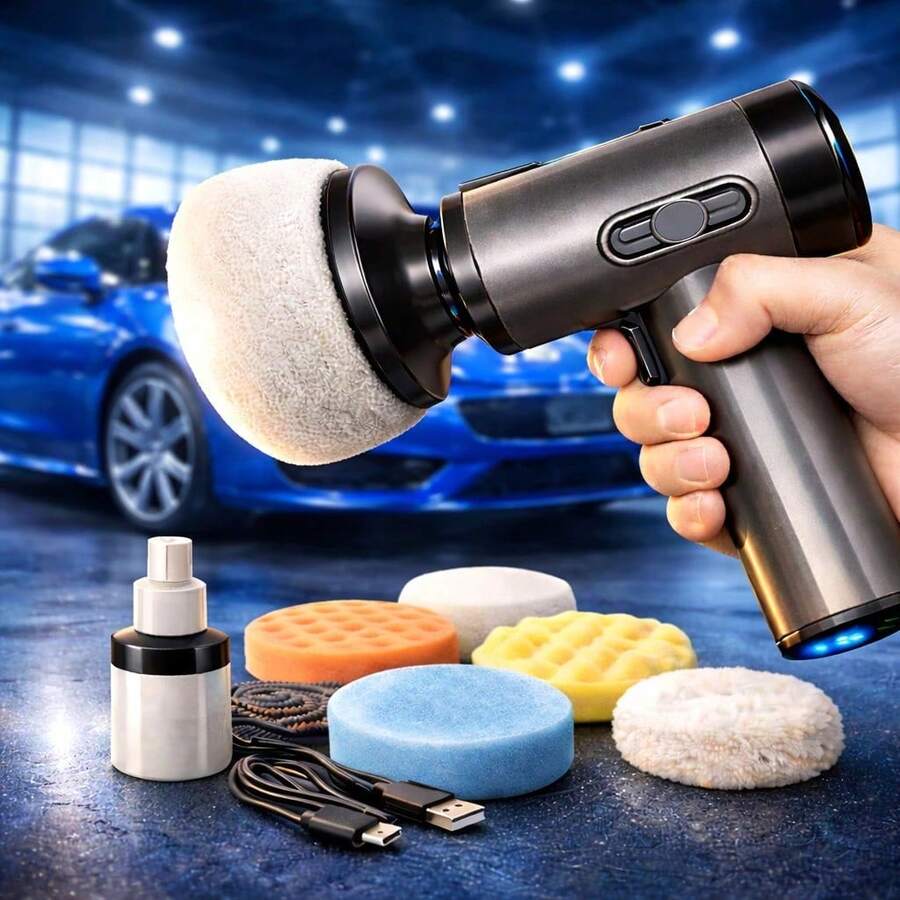 Polidor Multifuncional Para Carros E Pisos Com Motor Potente E Design Portátil Enceradeira Automotiva Brilho Espelhado - Preto - Visão 1
