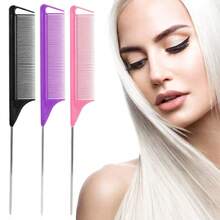Conjunto de 3 ou 5 pentes antiestáticos, pente profissional para corte e penteado em salão de cabeleireiro, pente fino com ponta fina para cabeleireiros. - C-preto - Ver 3