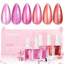 Beetles 6 Colors 7.5ml/0.25 Fl Oz Nail Polish Set - Love In Echo Quick Dry Spring Formula, Salon Long Lasting DIY Pastel Nail Art Gifts For Women - 6 Colors Hearts Aflutter - 查看 7