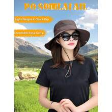 1pc Unisex Wide Brim Bucket Hat | Daily Sun Protection Hat - UPF50+ Sun Protection, Adjustable, Windproof & Water-Resistant - 彩色 - 查看 5