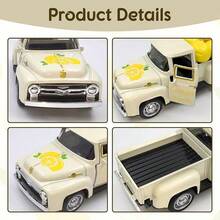 1pc Mini-Lemon Truck Decoration, Lemon Decoration Home Metal Truck Decoration Mini Fake Lemon Farmhouse Table Lemon Layered Tray Summer Decoration Suitable For Home Kitchen, Mini Truck Lemon Party Decoration Yellow/Cream Color - Multicolor - View 2