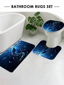 1/3/4 Stücke Tiefsee Leuchtend Blauer Wal & Fluoreszierender Fisch Duschvorhang Set, Geheimnisvoller Ozean Kunst Stil Badezimmer Fenstervorhang, Wasserdicht & langanhaltend Moderne Heim Badezimmer Dekoration Duschvorhang, 72in*72in - Badezimmer Raumteiler Duschvorhang, Inklusive 12 Haken, Badezimmer Set - Inklusive Toilette-Sitz Abdeckung, Badematte und Teppich, Hergestellt aus Polyesterstoff - Waschbar, Geeignet für Heim Badezimmer / Hotel - Blauwal - Übersicht 5