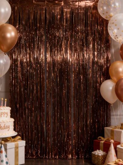 3 tấm rèm tua rua kim tuyến màu nâu, phông nền kim loại 3.3x6.6ft cho sinh nhật chủ đề miền Tây, tiệc cao bồi, tiệc độc thân, đám cưới mộc mạc, trang trí chụp ảnh, trang trí nhà nông trại, chủ đề miền Viễn Tây, tiệc retro thập niên 70, sinh nhật nam tính, safari rừng rậm, trang trí mùa thu hoạch.