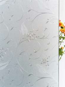Etched Floral Pattern Privacy Window Film, Static Cling Glass Door Decal, Heatproof Anti-UV Window Sticker, Suitable For Office And Home Decor - Multicolor - View 10