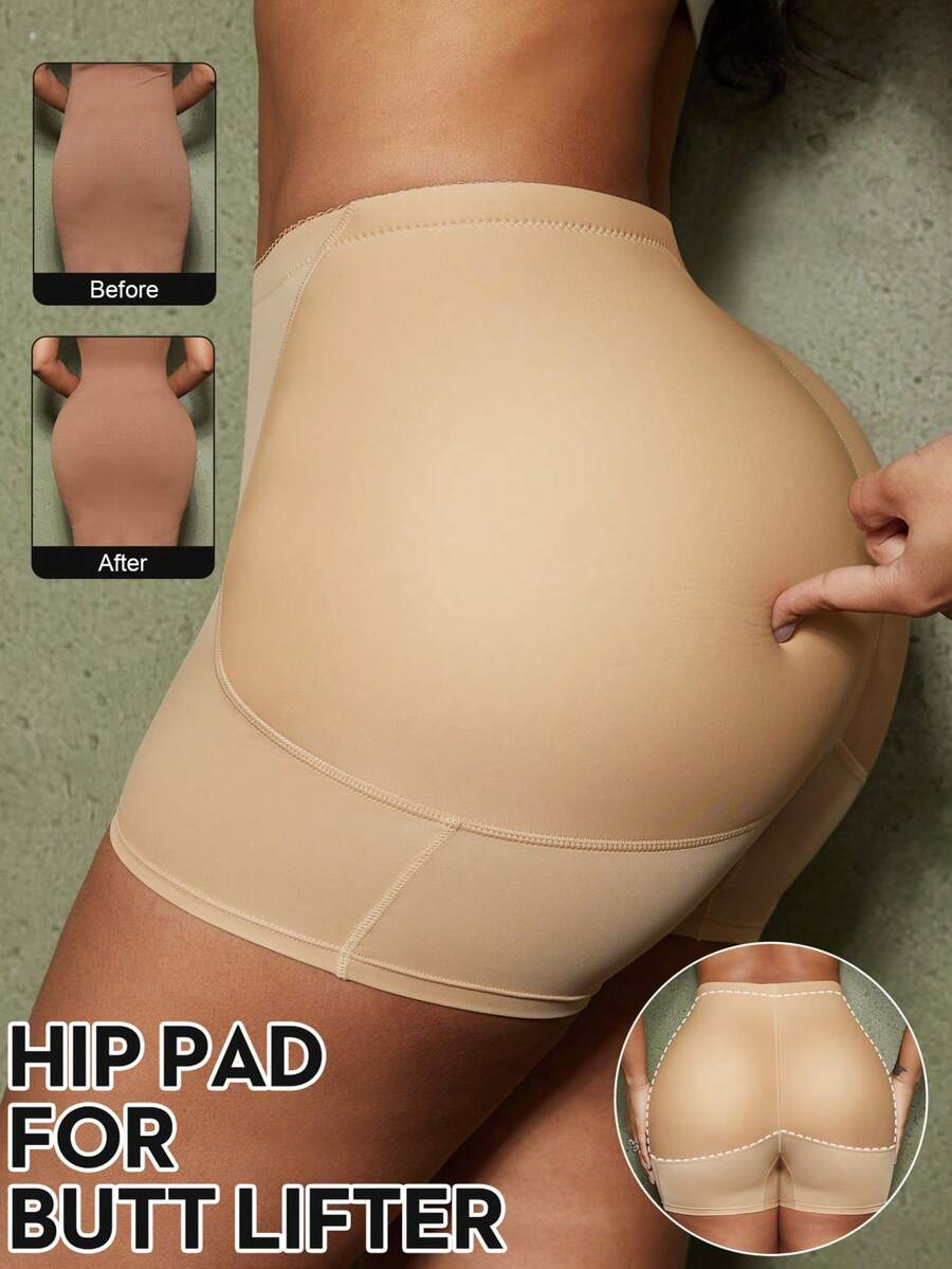1pc Women Waist Cincher With Padded Hips, Tummy Control Shapewear Bottom - Apricot - View 1