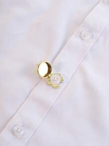 2 pièces Couvre-boutons à motif flocon de neige simple, boutons de manchette en métal, boucles de broche pour femmes, broches de vêtements de style haut de gamme, pinces de col, pinces de cravate, accessoires pour femmes, couvre-boutons de manchette de luxe léger et élégant pour les fêtes des femmes, convient pour le port quotidien, cadeaux pour les amis, cadeaux de couple, cadeaux pour la famille - Doré - Voir 4