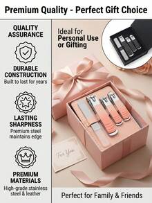 4pcs Manicure Set - Large Nail Clipper, Medium Nail Clipper, Angled Nail Clipper, Nail File. Practical Hand Care Set, Nail Clippers Personal Care Tools. Suitable For Men And Women. Great Gift Choice - Multicolor - View 9