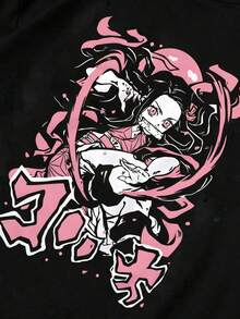 Anime Shirts Men, Anime Character Design Graphic T Shirt, Everyday Casual Streetwear Regular Fit Machine Washable All Season Weekend Outfit, Father's Day Graduation Gift, C-Learance S-Ale For Men - 黑色 - 查看 4
