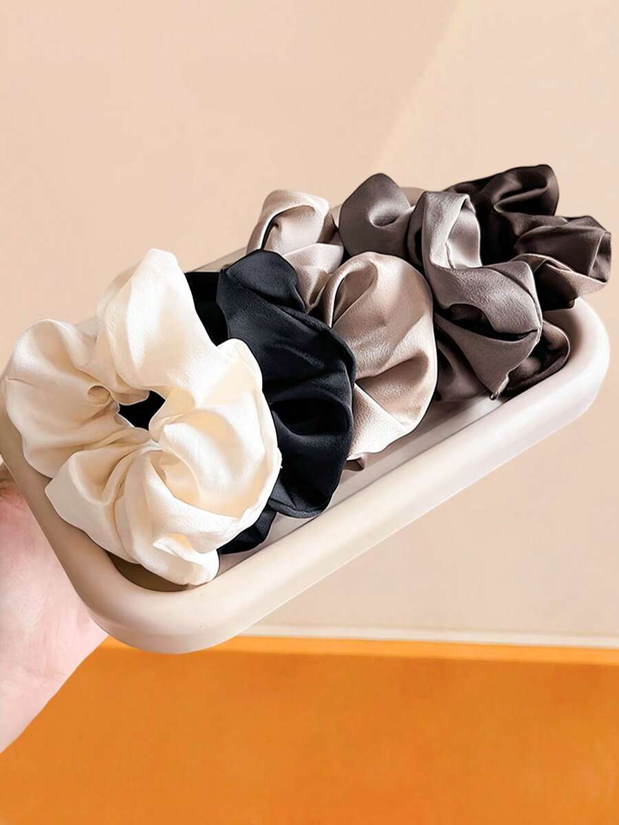 6/1pc Satin Scrunchie, High Elasticity No Damage To Hair, Basic Vintage Sweet Hair Accessory - Suitable For Women And Girls, Daily Wear, Dating, Vacation, School - Multicolor - View 1