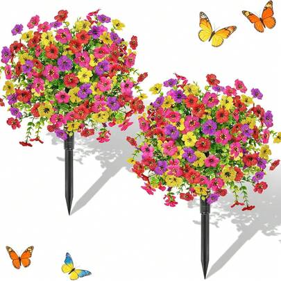1pc, Artificial Outdoor Plants Topiaries Fake Flowers For Outside