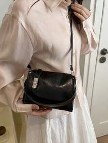 欧美风格百搭时尚手提包，奢华女士拉链单肩包，小众旅行及工作托特包 - 黑色 - 查看 4