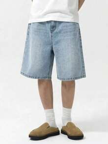 Light Blue Casual Style Denim Shorts For Teenage Boys - Baby Blue - View 7