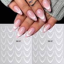 3D Minimalist Ombre French Manicure Nail Stickers, Black-White-Brown Gradient Curved French Design Self-Adhesive Nail Stickers, Adorable Y2K Style Nail Decor, Perfect For Elegant Nail Look, DIY Nail Salon Accessories And Supplies (3/2 Sheets) - Multicolor - View 14