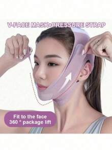 Women's Face Mask, Face Bandage Sleep Mask Face Shaping, Helps Sculpt Perfect Facial Contours, Reusable, Hand Washable, Suitable For Daily Wear, Nylon Material - Mauve Purple - View 1