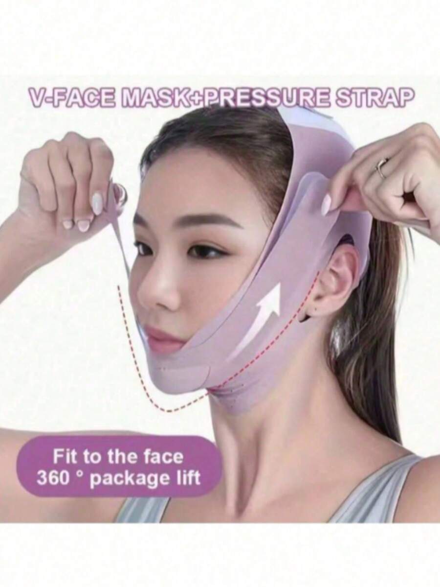 Women's Face Mask, Face Bandage Sleep Mask Face Shaping, Helps Sculpt Perfect Facial Contours, Reusable, Hand Washable, Suitable For Daily Wear, Nylon Material - Mauve Purple - View 1