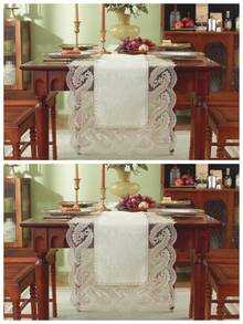 ABEST6522 Home&Living store 100% Polyester Fabric, Delicate Water-Soluble Embroidered Lace Trim, Kitchen Dining Table Runner, Placemats, Cabinet Scarf, Home Decor, Family Gathering, Holiday Decoration, Indoor Outdoor Party Wedding Decorations, 1pc Table Runner - Khaki - View 21