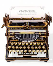 Robotime LK703B 3D Wooden Typewriter Puzzle – Black And Gold Mechanical Model Kit, Fully Functional DIY Toy, Vintage Home/Office Decoration, And Collectible Gift For Adults And Teens - 黑色 - 查看 2