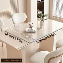 1pc 2.0mm Thick Pvc Transparent Tablecloth Desk Mat Protective Film, Waterproof, Oil Proof, Heat Resistant, Suitable For Table Cover, Tea Table, Bedside Table, Computer Desk, Office - White - View 76