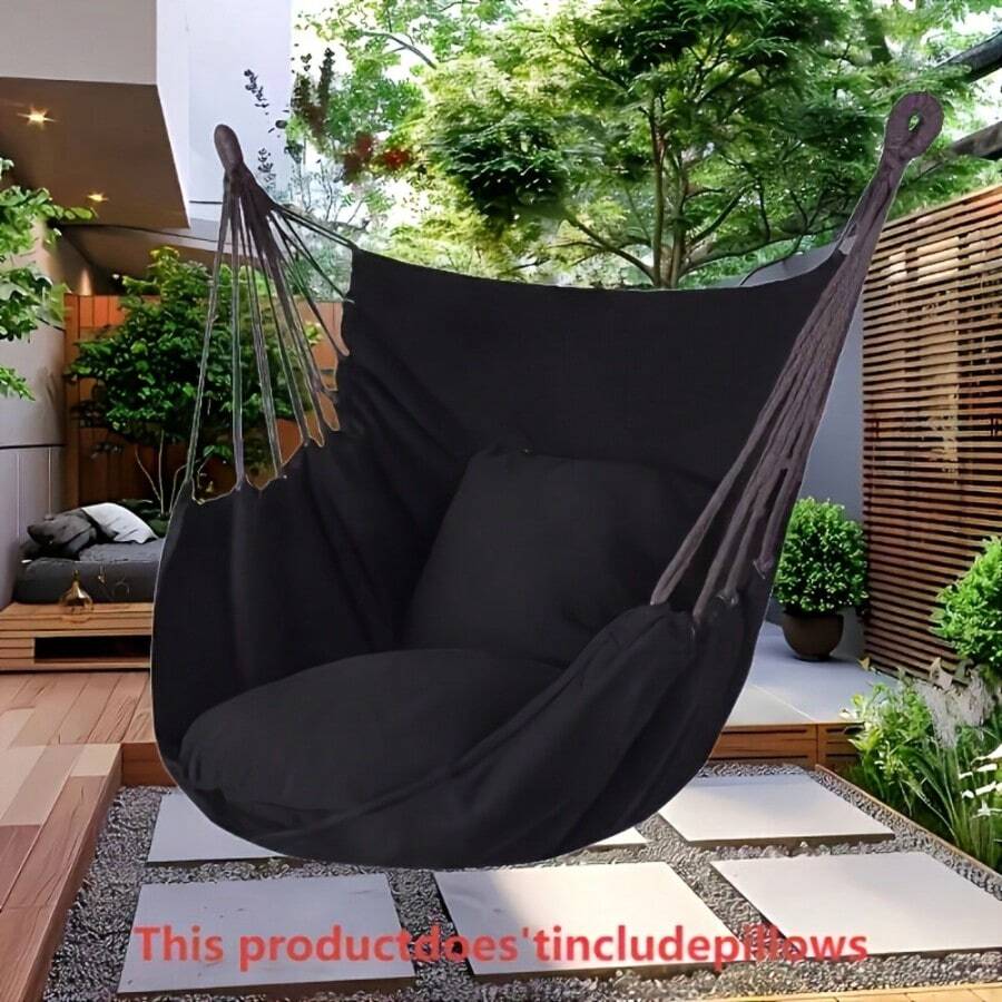 A Single Outdoor Hammock Chair, Outdoor Rocking Leisure Hammock Chair With 2 Throw Pillows, Deluxe Patio Hanging Chair, Swing Chair, Outdoor Hanging Bed, Multifunctional Leisure Rocking Chair, Suitable For Outdoor Spaces, Camping, Balcony, And Garden - 彩色 - 查看 1