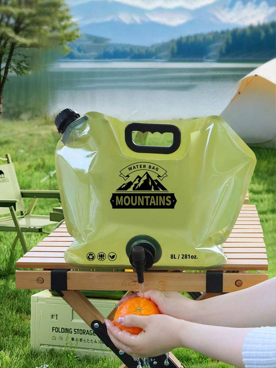 1個 8L/28oz 大容量可攜式摺疊水桶，耐用PE儲水袋，適用於戶外露營、旅行、健行、徒步、野餐、燒烤及緊急準備