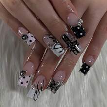 Best-Selling Square French-Style Press-On Nails, Cool Dark Style Nail Art, In-Stock Nails - Peacock Blue™-01-04 Jelly Gel + Roller - View 3