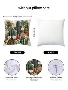 1/2/4 piezas Fundas de almohada bohemias con estampado de cactus y flores, fundas de almohada decorativas con estampado plano 2D con cierre de cremallera para sofá, porche, patio, sala de estar, decoración del hogar, patrón de cactus, material duradero, fundas de cojín, entusiastas del aire libre - Multicolor - Ver 6