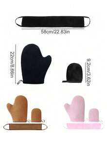 2pcs Self Tanning Kit - Self Tanning Gloves, Back Applicator, Mini Face Tanning Mitt - Streak-Free, Soft & Smooth, Reusable, Washable, Unisex, Includes Storage Bag, Box, Hair Clips - Multicolor - View 4