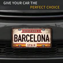 12x6 pouces Plaque murale vintage de Barcelone - Conception du drapeau espagnol avec le texte "Bienvenido A Barcelona", panneau métallique rustique, décoration de maison/garage/café/bar, sans alimentation électrique, décoration murale métallique facile à accrocher, décoration de café - A - Voir 7