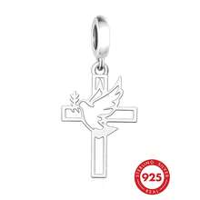 HuooNew 1pc Elegant 925 Sterling Silver Christian Cross & Pendant Bead, DIY Suitable For Banquet And Party - Silver - View 1