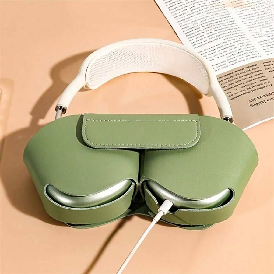 1 pieza Estuche de auriculares de piel sintética, bolsa de almacenamiento portátil para auriculares over-ear, funda protectora resistente a arañazos y golpes con puerto de carga, compatible con auriculares inalámbricos, organizador de auriculares a prueba de polvo para viajes, hogar y oficina, regalo ideal para amantes de la música