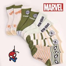 Marvel 漫威儿童蜘蛛侠和复仇者联盟超级英雄角色袜子，1/5/10双装，婴儿袜，幼儿袜，男童袜，适合夏季，绿色条纹筒袜，卡通女童袜。适合作为礼物、派对服装和日常休闲穿着——四季皆宜。 - 彩色 - 查看 15