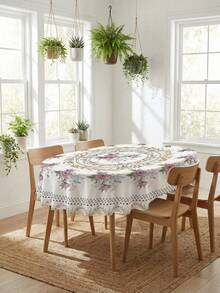 1 件装优雅印花桌布，耐用涤纶材质，镂空包边，防污、防水、可水洗、防皱，适用于各种场合，例如复活节早午餐、母亲节下午茶、露台聚会，是餐桌、厨房、婚礼装饰和复古装饰的必备家居装饰品。 - 彩色 - 查看 10