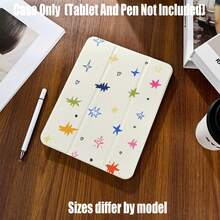 Rainbow Starry Heart Tri-Fold Pencil Slot Tablet Protective Case, Energetic Childlike Style. Tablet Protective Case Features: Tri-Fold Stand Design, Smart Sleep/Wake, Left Side Matte Texture, Transparent Soft Back Panel, Built-In Pencil Slot, Precise Cutouts, Lightweight And Portable. Compatible With Major And Tablet Models: Mini 4/5 (7.9 Inch), Mini 6 (8.3 Inch), 9.7 Inch, 10.2 Inch, 10.5 Inch - 查看 2