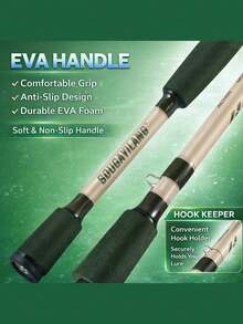 SOUGAYILANG 5.9ft/1.8m Ultralight Fishing Rod - Suitable For Freshwater And Saltwater Fishing Beginners, With EVA Handle And Ceramic Guides - Apricot - View 10