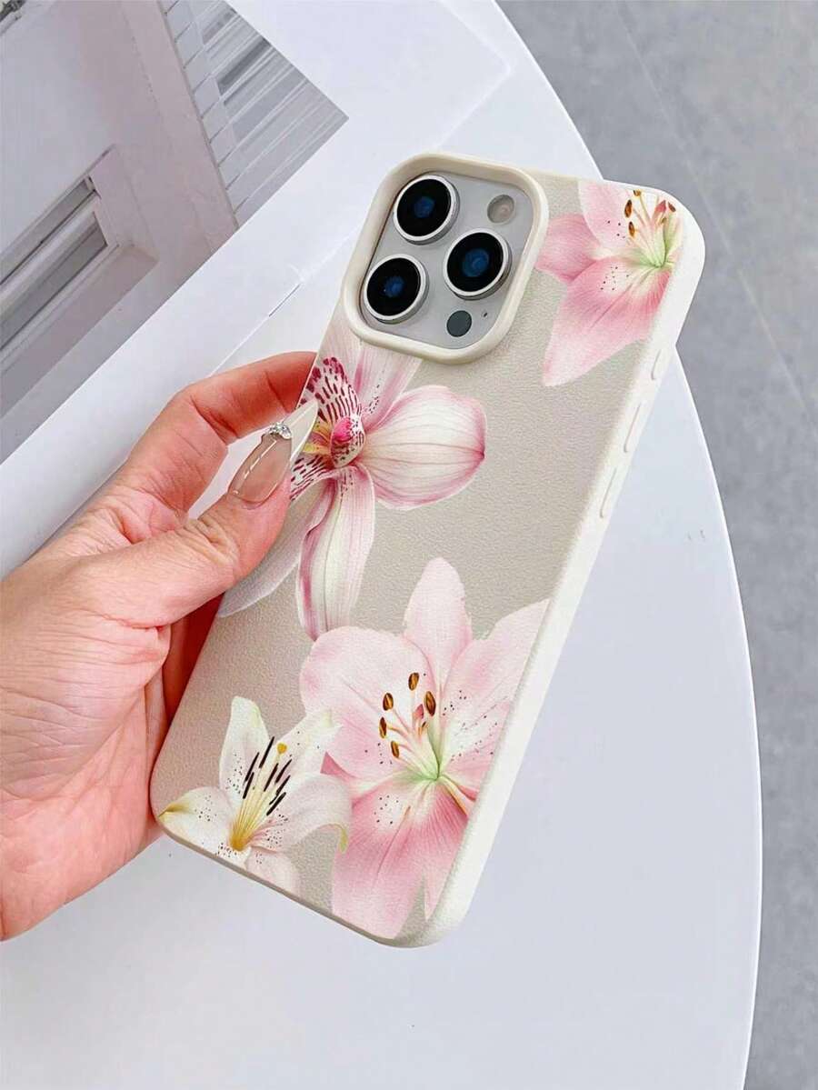 Flower 1pc Pink Lily Pattern Textured Matte Anti-Drop Full Coverage TPU Phone Protective Case Compatible With IPhone 7/8/7 Plus/8 Plus/X/XS/XR/XS Max/11/11 Pro/11 Pro Max/12/12 Pro/12 Pro Max/12 Mini/13/13 Pro/13 Pro Max/13 Mini/14/14 Pro/14 Pro Max/14 Plus/15/15 Pro/15 Pro Max/15 Plus/16/16 Pro/16 Pro Max/16 Plus/17/17 Pro/17 Pro Max/Air - Multicolor - View 1