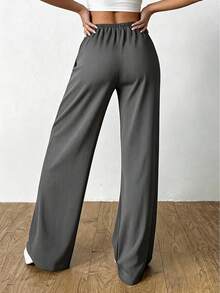 Nouveau pantalon de détente à imprimé rayures et nœud doux, printemps/été. Pantalon de pyjama ample et doux pour femmes - Gris - Voir 4
