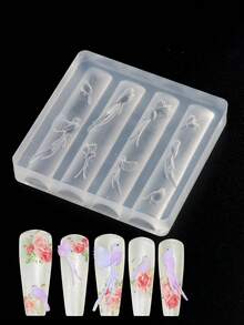 1个鸟类美甲模具，DIY 3D鸟花美甲模具，适合美甲师/爱好者打造中式/清新风格美甲，美甲工具，美甲模具，3D硅胶美甲模具 - 無色 - 查看 3