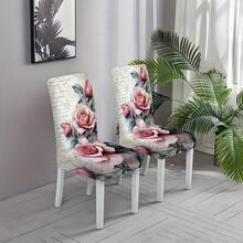 1pc/2pcs/4pcs/6pcs/8pcs/36pcs Set, Romantic Sakura/Vintage Rose Floral Pattern Chair Covers, High Elastic Full Wrap Washable Soft Protective Covers, 2D Printing Technology, Easy To Install And Clean. Suitable For Indoor Decor, Outdoor Dining, Party, Restaurant, Hotel, And Also Can Be Used As Gifts. - Multicolor - View 11