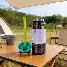 Water Bottle 32oz,Multiple Colors Are Available,With Straw,Heat Preservation Time More Than 24 Hours, Cold And Hot Water Can Be Insulated, Can Make Coffee, Frozen Drinks, Beautiful Appearance, Exquisite Workmanship, Suitable For Camping, Work, Indoor Use. - Black Finger-32oz - 查看 2