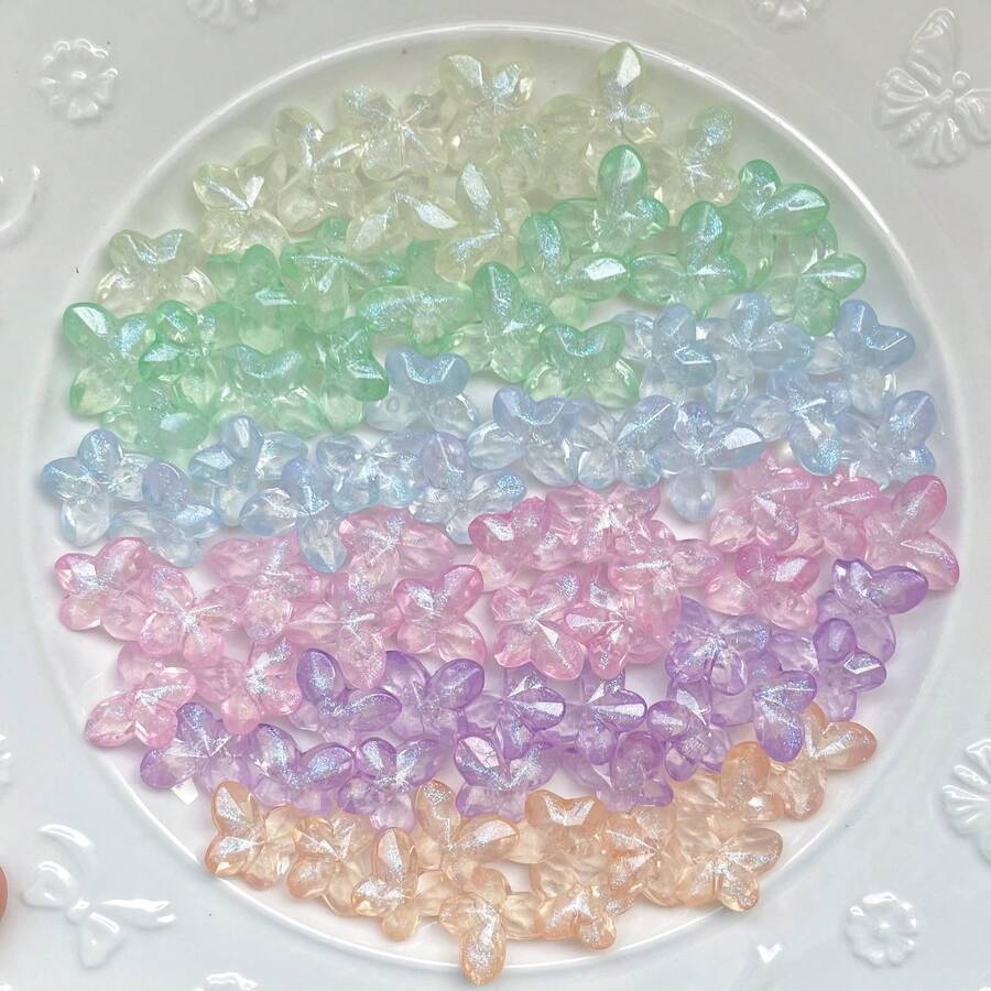 Hạt acrylic hình hoa óng ánh màu pastel, số lượng lớn hạt hình cỏ bốn lá trong suốt dùng để tự làm trang sức, vòng tay, móc khóa và đồ thủ công. - Nhiều màu - Xem 1