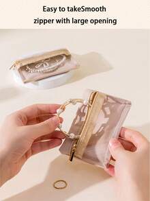 2pcs Vertical Makeup Bag Set, Multi-Functional Large Capacity Makeup Organizer Bag With Compartments, Big Capacity For Stationery Storage, Portable Toiletry And Stationery Pouch - Multicolor - View 7