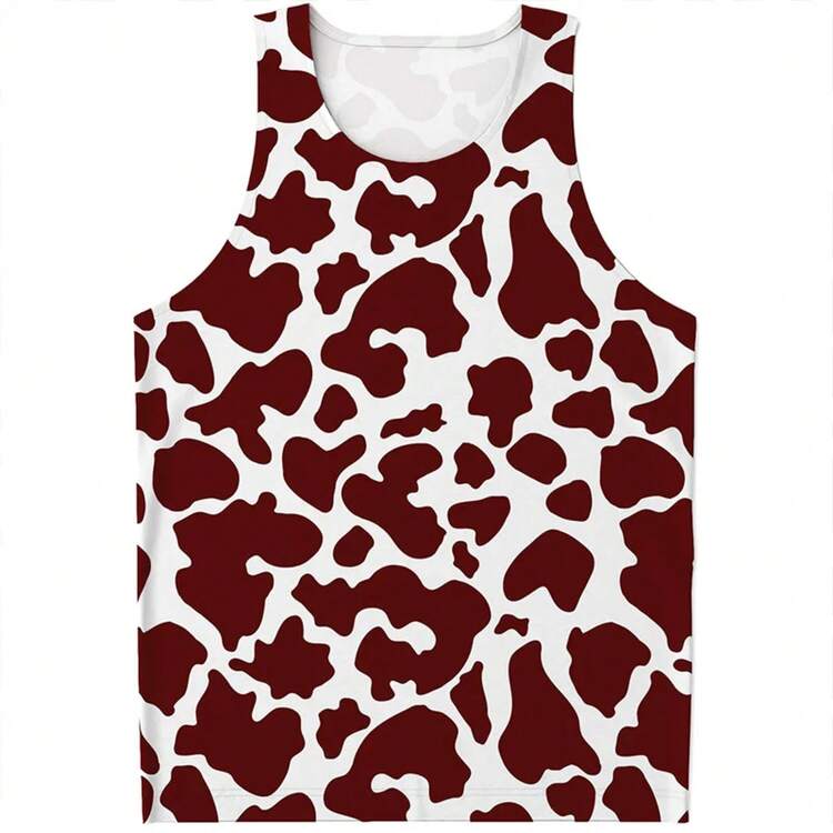 Fashion Camo Cow Pattern Tank Tops Men Summer Sleeveless Beach Vest Casual Cool 3D Printed Tee Shirt Tops Oversized Streetwear - 背心-ZXA42544 - 查看 9