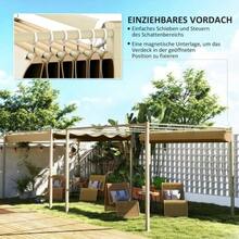 3 X 3 M Garden Pergola With Retractable Roof, Pavilion, Canopy For Shade, UPF30+, Khaki - Khaki - View 4