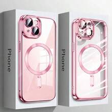 Funda protectora de teléfono magnética MagSafe ultrafina con revestimiento electrolítico transparente para iPhone 17 Pro Max, 16, 15, 14 Plus, 13, 12, 11, 17 - Rosa - Ver 7