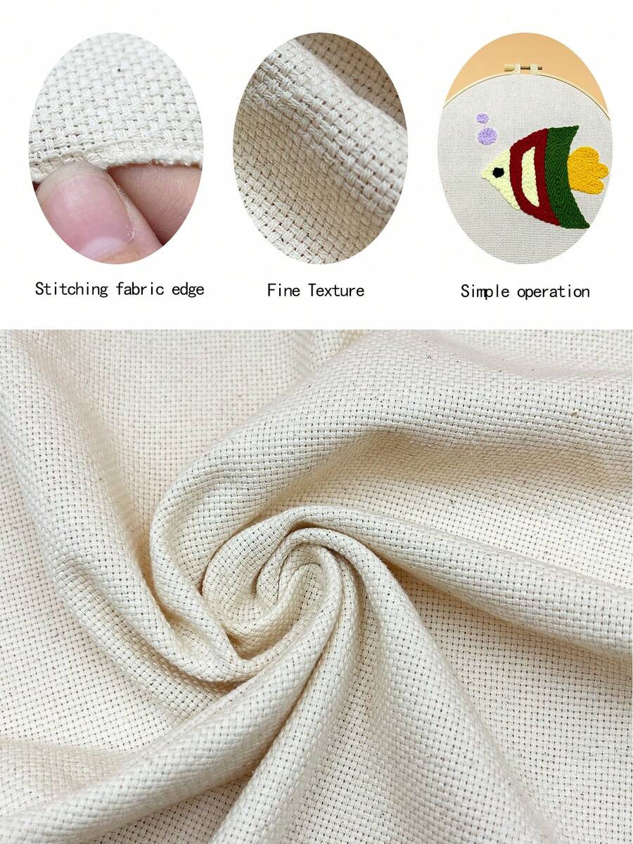 Vải thêu cắt sẵn 49x63cm, các cạnh được khóa để tránh bị sờn, thích hợp thêu tại nhà, vải nền thêu lỗ kiểu Nga giúp giảm căng thẳng. - Niêm phong mép vải thêu - Xem 1
