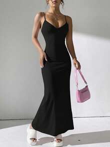 女士性感优雅浪漫日落约会之夜情人节修身蕾丝连衣裙黑色夏季派对 - 黑色 - 查看 4