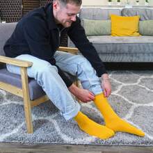 Sock Snob Sock Snob - 6 Pairs Multipack Mens Ribbed Dress Socks | Breathable Crew Cotton Socks - Amarillo - Ver 2